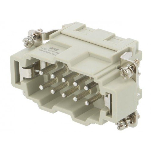 HE-010-MS; Connector: HDC; male; HE; PIN: 10; 10+PE; size 4; 16A; 500V; for cable; TE Connectivity