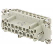 HE-016-F; Connector: HDC; female; HE; PIN: 16; 16+PE; size 6; 16A; 500V; TE Connectivity