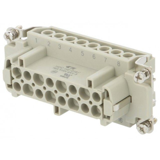 HE-016-F; Connector: HDC; female; HE; PIN: 16; 16+PE; size 6; 16A; 500V; TE Connectivity