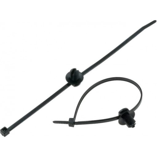 150-31097; Cable tie; with fixing lugs; L: 190mm; W: 3.6mm; black; UL94V-2; HELLERMANNTYTON