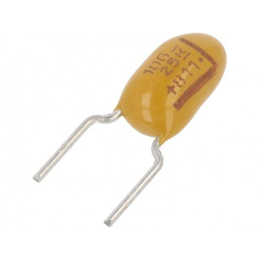 T356E106M025AT; Capacitor: tantalum; 10uF; 25VDC; THT; ±20%; -55÷125°C; Series: T356; KEMET