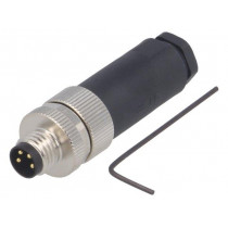 T4011008041-000; Connector: M8; male; PIN: 4; straight; unshielded; for cable; plug; TE Connectivity