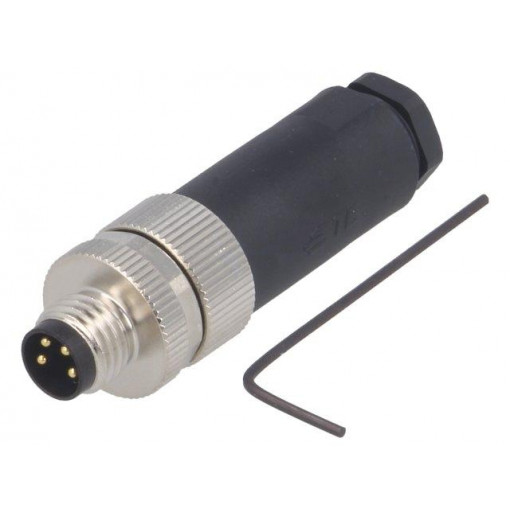 T4011008041-000; Connector: M8; male; PIN: 4; straight; unshielded; for cable; plug; TE Connectivity