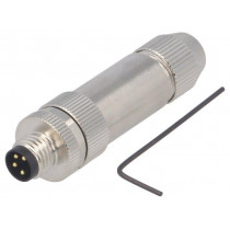 T4011019041-000; Connector: M8; male; PIN: 4; straight; shielded; for cable; plug; TE Connectivity