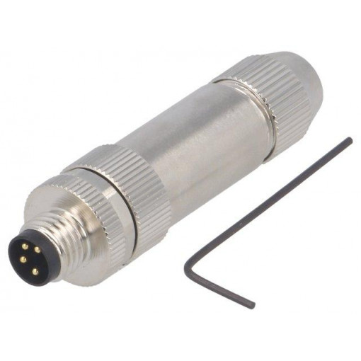 T4011019041-000; Connector: M8; male; PIN: 4; straight; shielded; for cable; plug; TE Connectivity