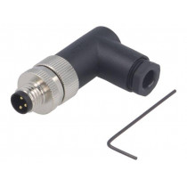 T4013008031-000; Connector: M8; male; PIN: 3; angled 90°; unshielded; for cable; plug; TE Connectivity