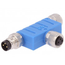 T4082102003-000; T adapter; M8 male,M8 female x2; PIN: 3; T; IP67; Polarisation: A; TE Connectivity