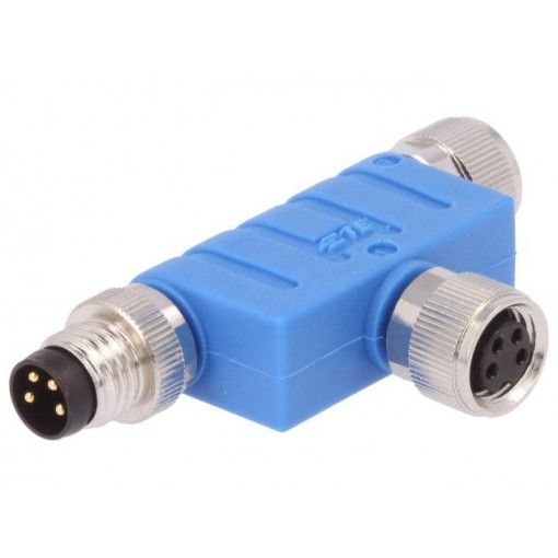 T4082102004-000; T adapter; M8 male,M8 female x2; PIN: 4; T; IP67; Polarisation: A; TE Connectivity