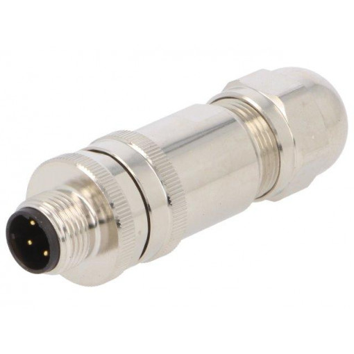 T4111512041-000; Plug; M12; PIN: 4; male; D code-Ethernet; for cable; screw terminal; TE Connectivity