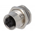 T4131512041-000; Socket; M12; PIN: 4; female; D code-Ethernet; soldering; IP67; 250V; TE Connectivity
