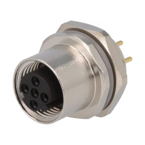 T4143512041-000; Socket; M12; PIN: 4; female; D code-Ethernet; THT; IP67; straight; TE Connectivity