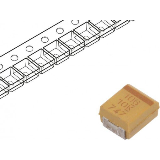 T491B106M010AT; Capacitor: tantalum; 10uF; 10VDC; SMD; Case: B; 1411; ±20%; -55÷125°C; KEMET