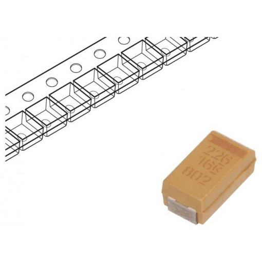 T494C226K016AT; Capacitor: tantalum; low ESR; 22uF; 16VDC; Case: C; 2312; ESR: 350mΩ; KEMET