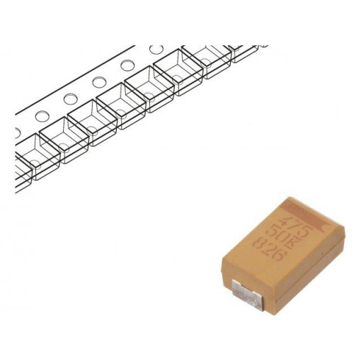 T495D475M050ATE300; Capacitor: tantalum; low ESR; 4.7uF; 50VDC; Case: D; 2917; ESR: 300mΩ; KEMET