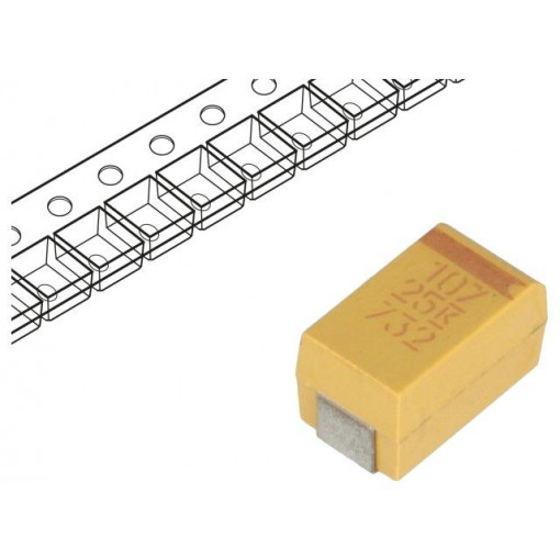 T495X107K025ATE150; Capacitor: tantalum; low ESR; 100uF; 25VDC; Case: X; 2917; ESR: 150mΩ; KEMET