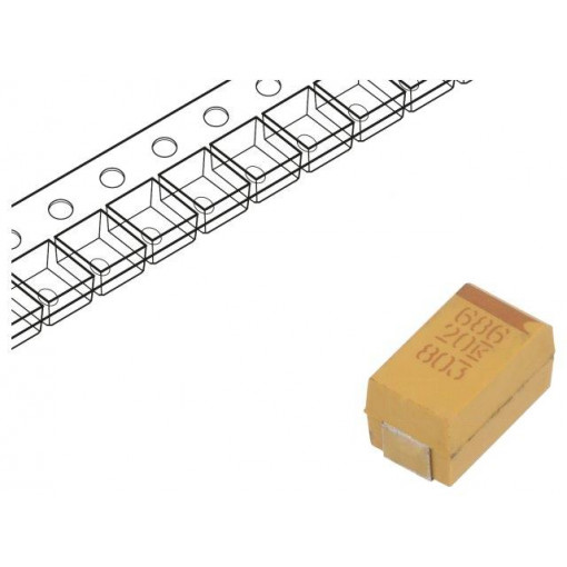 T495X686K020ATE150; Capacitor: tantalum; low ESR; 68uF; 20VDC; Case: X; 2917; ESR: 150mΩ; KEMET