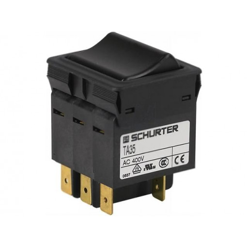 4435.0710; Circuit breaker; Urated: 240VAC; 10A; 3PST; Poles: 3; 34x37.5mm; SCHURTER