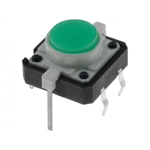 ; Microswitch TACT; SPST-NO; Pos: 2; 0.05A/12VDC; THT; LED; green; NINIGI