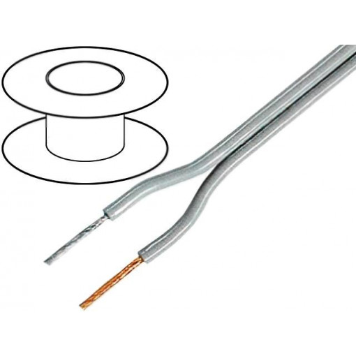 C100-0.35; Wire: loudspeaker cable; 2x0,35mm2; stranded; OFC; grey; PVC; 100m; TASKER