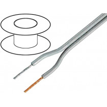 C100-1.00; Wire: loudspeaker cable; 2x1mm2; stranded; OFC; grey; PVC; 100m; TASKER