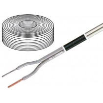 C100 2X0.35 WHITE; Wire: loudspeaker cable; 2x0,35mm2; stranded; OFC; white; PVC; 100m; TASKER