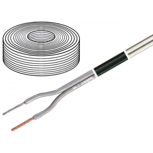 C100 2X0.75 WHITE; Wire: loudspeaker cable; 2x0,75mm2; stranded; OFC; white; PVC; 100m; TASKER