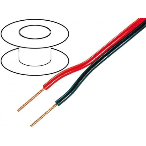 C102-0.75; Wire: loudspeaker cable; 2x0,75mm2; stranded; OFC; black-red; PVC; TASKER