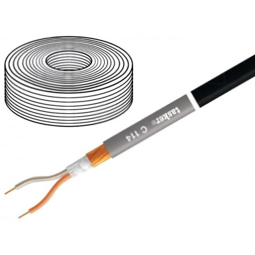 C114 GRAY; Wire: microphone cable; 2x0,25mm2; grey; OFC; PVC; -15÷70°C; Ø6mm; TASKER