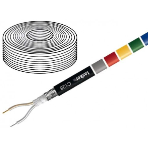 C128 WHITE; Wire: microphone cable; 2x0,35mm2; white; OFC; PVC; -15÷70°C; 100m; TASKER