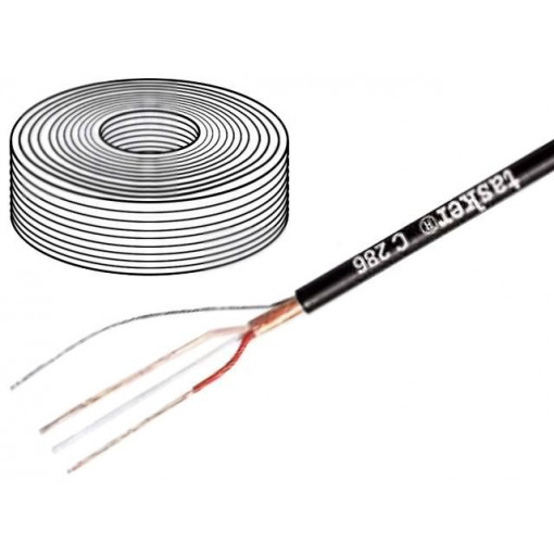 C286 WHITE; Wire: microphone cable; 2x0,22mm2; white; OFC; PVC FirestoP®; 100m; TASKER