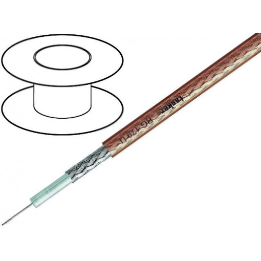 RG179U; Wire: coaxial; RG179U; 1x75Ω; stranded; CCS; FEP; transparent; 100m; TASKER