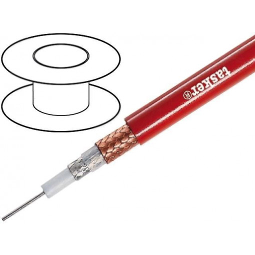 TR8; Wire: coaxial; 1x75Ω; solid; Cu; PVC FirestoP®; brown-red; 100m; TASKER