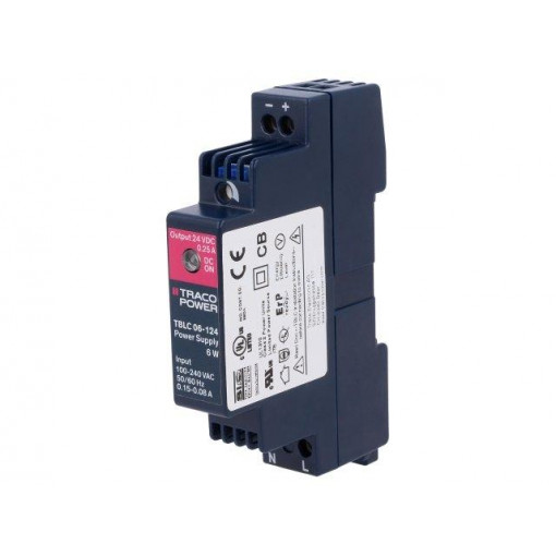 TBLC 06-124; Power supply: switched-mode; 6W; 24VDC; 24÷28VDC; 0.25A; 85÷264VAC; TRACO POWER