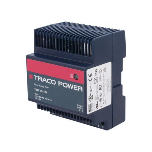 TBLC 75-124; Power supply: switched-mode; 75W; 24VDC; 24÷28VDC; 3.1A; 85÷264VAC; TRACO POWER