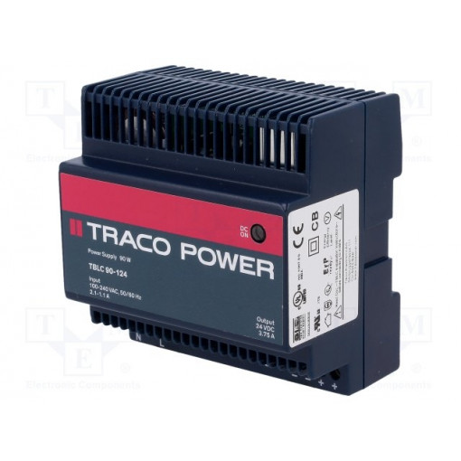TBLC 90-124; Power supply: switched-mode; 90W; 24VDC; 24÷28VDC; 3.75A; 280g; TRACO POWER