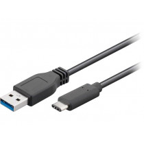 67890; Cable; USB 3.0; USB A plug,USB C plug; 1m; black; Goobay