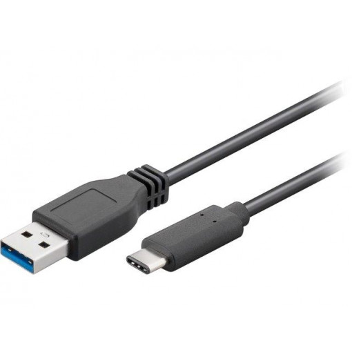 67890; Cable; USB 3.0; USB A plug,USB C plug; 1m; black; Goobay