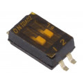 TDA02H0SB1; Switch: DIP-SWITCH; Poles number: 2; OFF-ON; 0.025A/24VDC; Pos: 2; C&K