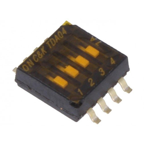 TDA04H0SB1; Switch: DIP-SWITCH; Poles number: 4; OFF-ON; 0.025A/24VDC; Pos: 2; C&K