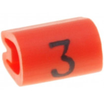 05811303; Markers for cables and wires; Label symbol: 3; 2÷3.2mm; PVC; TE Connectivity 05811303; Markers for cables and wires; Label symbol: 3; 2÷3.2mm; PVC; TE Connectivity