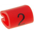 06151202; Markers for cables and wires; Label symbol: 2; 2.5÷4mm; PVC; red; TE Connectivity
