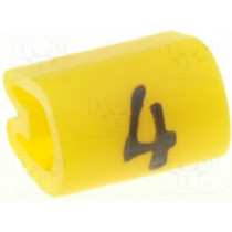 06181404; Markers for cables and wires; Label symbol: 4; 3.8÷6.3mm; PVC; TE Connectivity