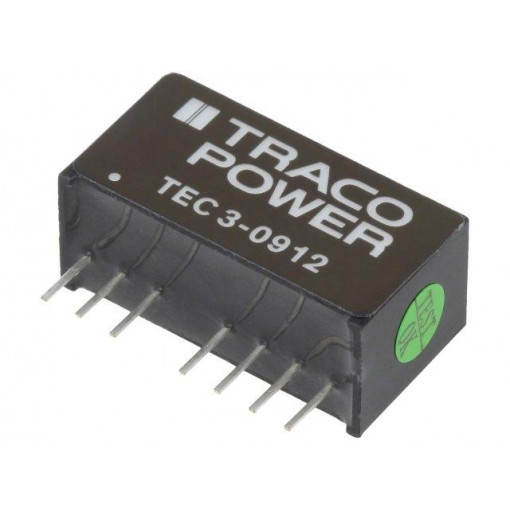 TEC 3-0912; Converter: DC/DC; 3W; Uin: 4.5÷13.2V; 12VDC; Iout: 250mA; SIP8; 4.5g; TRACO POWER
