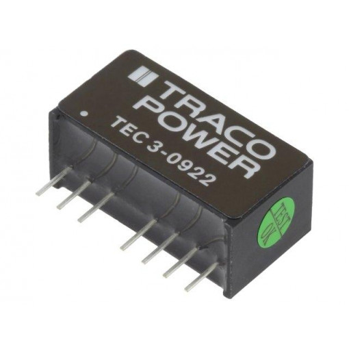 TEC 3-0922; Converter: DC/DC; 3W; Uin: 4.5÷13.2V; Uout: 12VDC; Uout2: -12VDC; TRACO POWER