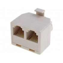; Splitter; Layout: 6p6c; RJ12 socket x2,RJ12 plug; 