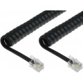 TEL-4C-02T-BK; Cable: telephone; coiled,interlaced; RJ9 plug,both sides; black; BQ CABLE