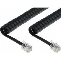 TEL-4C-02T-BK; Cable: telephone; coiled,interlaced; RJ9 plug,both sides; black; BQ CABLE