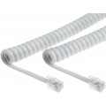 TEL-4C-02T-WH; Cable: telephone; coiled,interlaced; RJ9 plug,both sides; white; BQ CABLE
