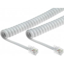TEL-4C-02T-WH; Cable: telephone; coiled,interlaced; RJ9 plug,both sides; white; BQ CABLE