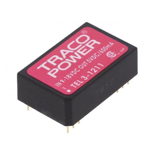 TEL 3-1211; Converter: DC/DC; 3W; Uin: 9÷18V; Uout: 5VDC; Iout: 600mA; DIP24; 12g; TRACO POWER